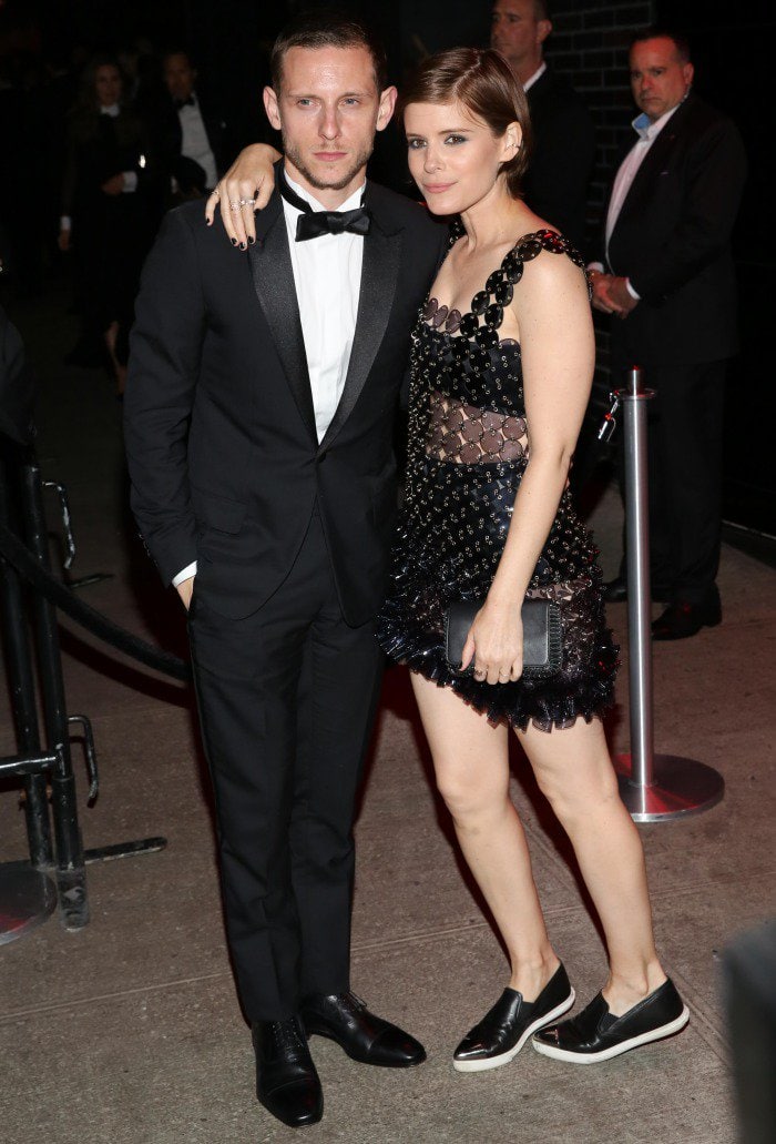 Jamie Bell and Kate Mara pose together at the Met Gala after-party