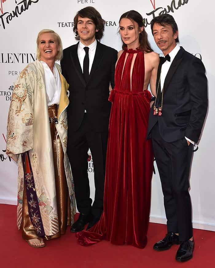 Keira Knightley, James Righton, Maria Grazia Chiuri, and Pier Paolo Piccioli at the "La Traviata" opening gala held at Teatro Dell’Opera Di Roma