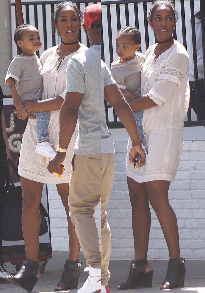 Kelly Rowland and her son Titan Jewell Weatherspoon attend a Mother's Day event at Au Fudge