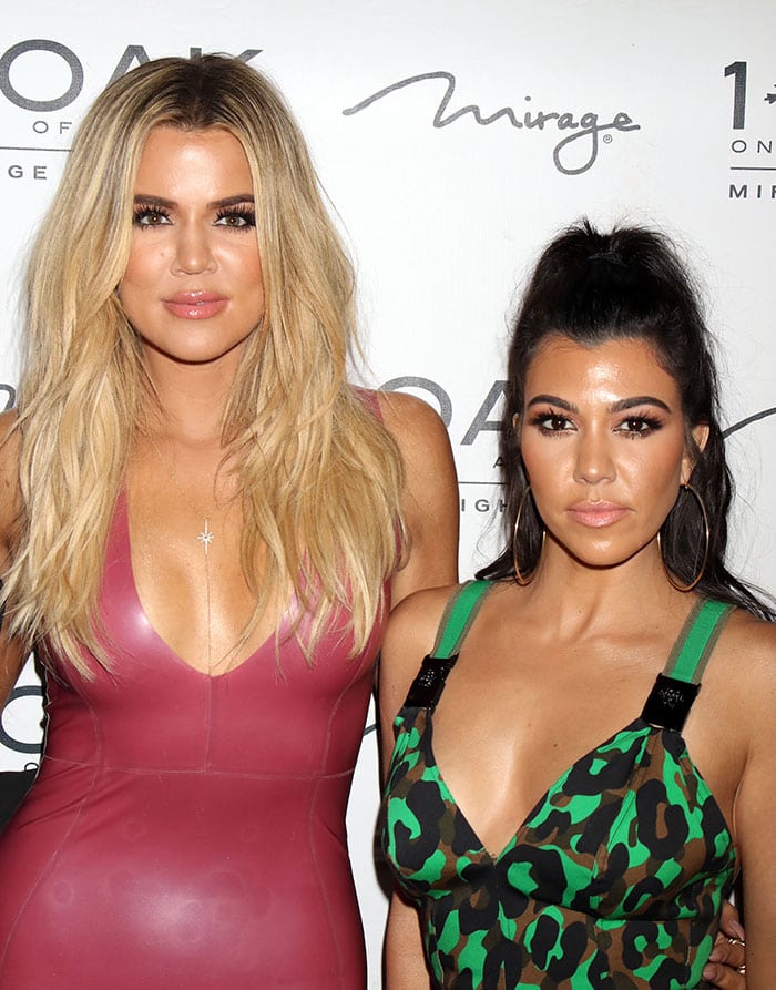 Khloe Kardashian with sister Kourtney at Scott Disick's birthday celebration on May 27, 2016