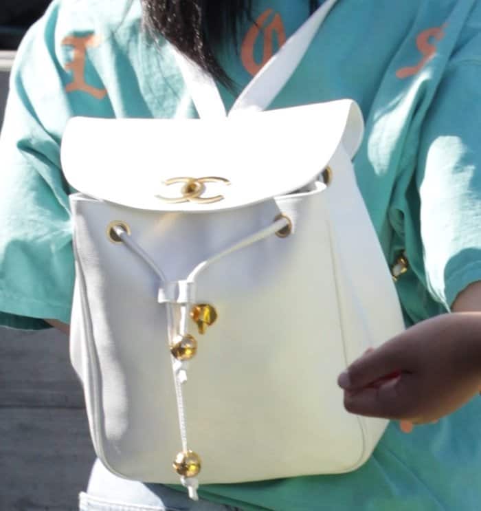 Kylie Jenner's white vintage Chanel backpack