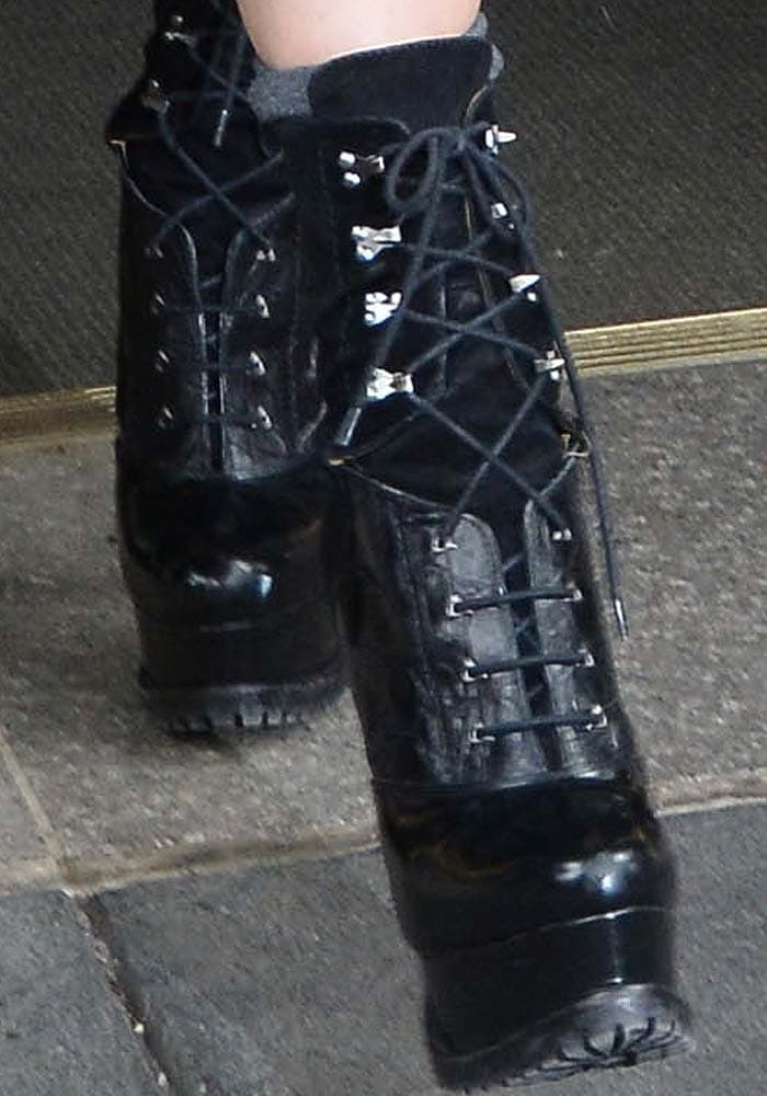 Lady Gaga wears lace-up platform Alaïa boots
