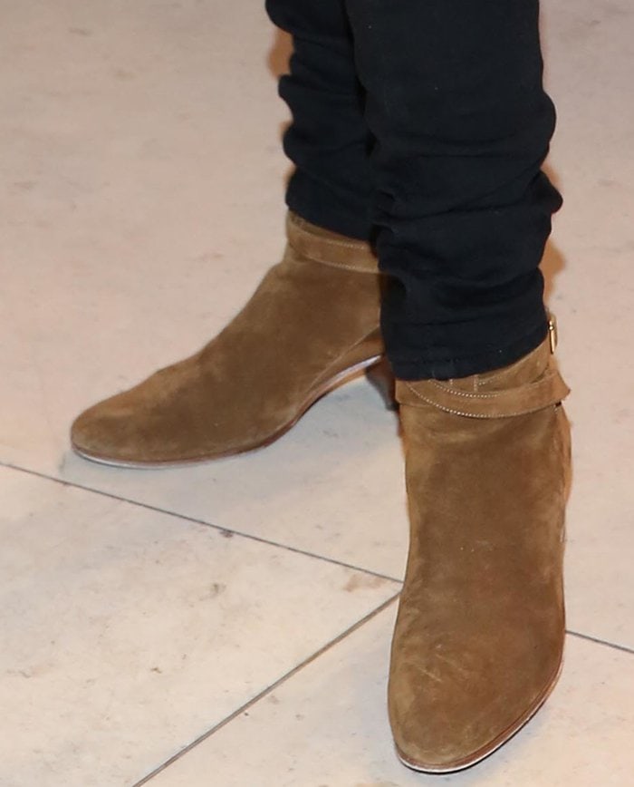 Lady Gaga wears heeled Saint Laurent "Blake" boots