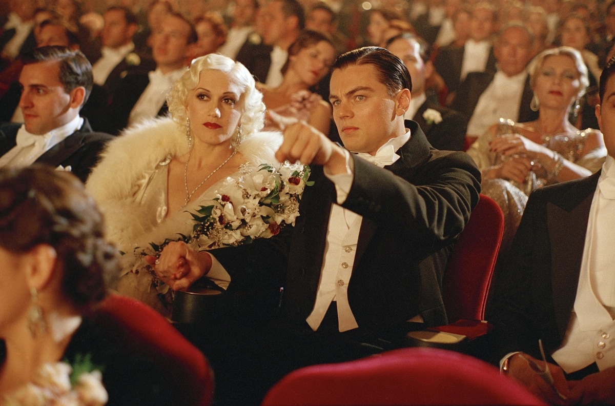Leonardo DiCaprio as Howard Hughes and Gwen Stefani as Jean Harlow in the 2004 American epic biographical drama film The Aviator