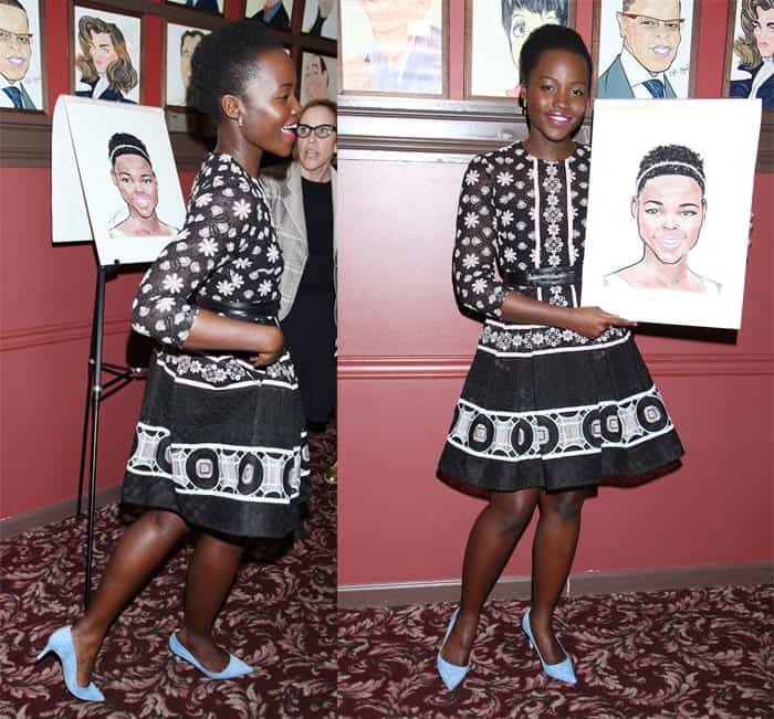 Lupita Nyong'o, an Academy Award winner and a 2016 Tony Award nominee for her role in Danai Gurira's play "Eclipsed" at the John Golden Theatre, was honored with a Sardi's caricature