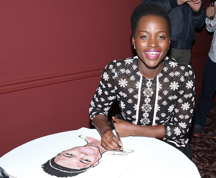 Lupita Nyong'o at the unveiling of her new portrait at Sardi’s famous theatre district eatery in New York