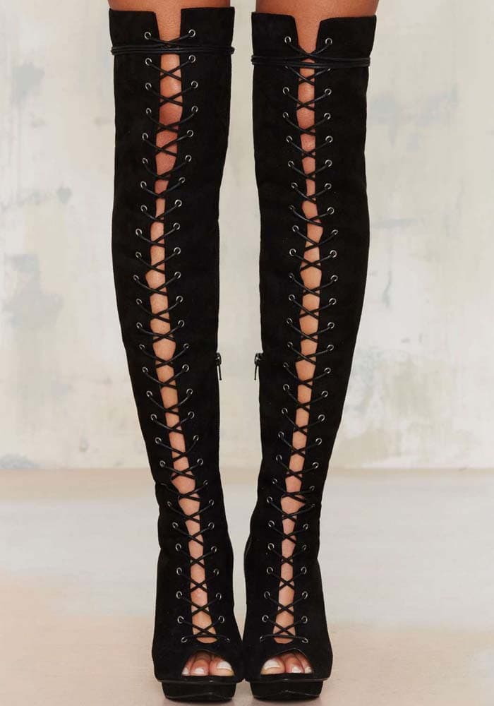 Nasty Gal "Clarissa" Over-the-Knee Lace-Up Boots