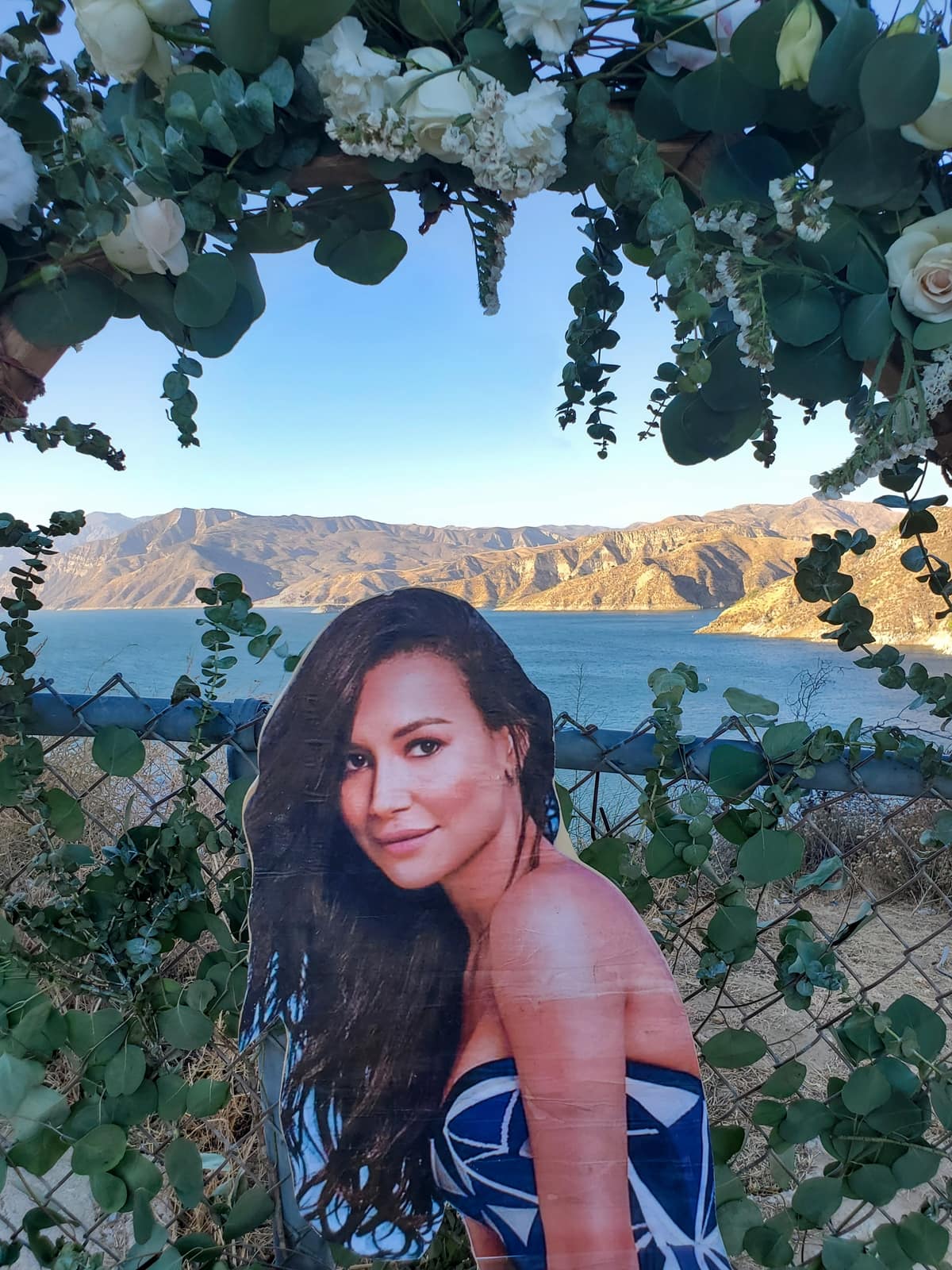A memorial for Naya Rivera at Lake Piru, where she died in 2020 during a boating trip with her 4-year-old son