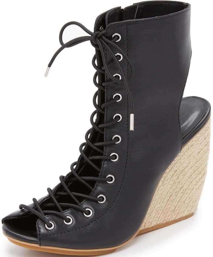 Rebecca Minkoff "Elle" Lace Up Open Toe Booties