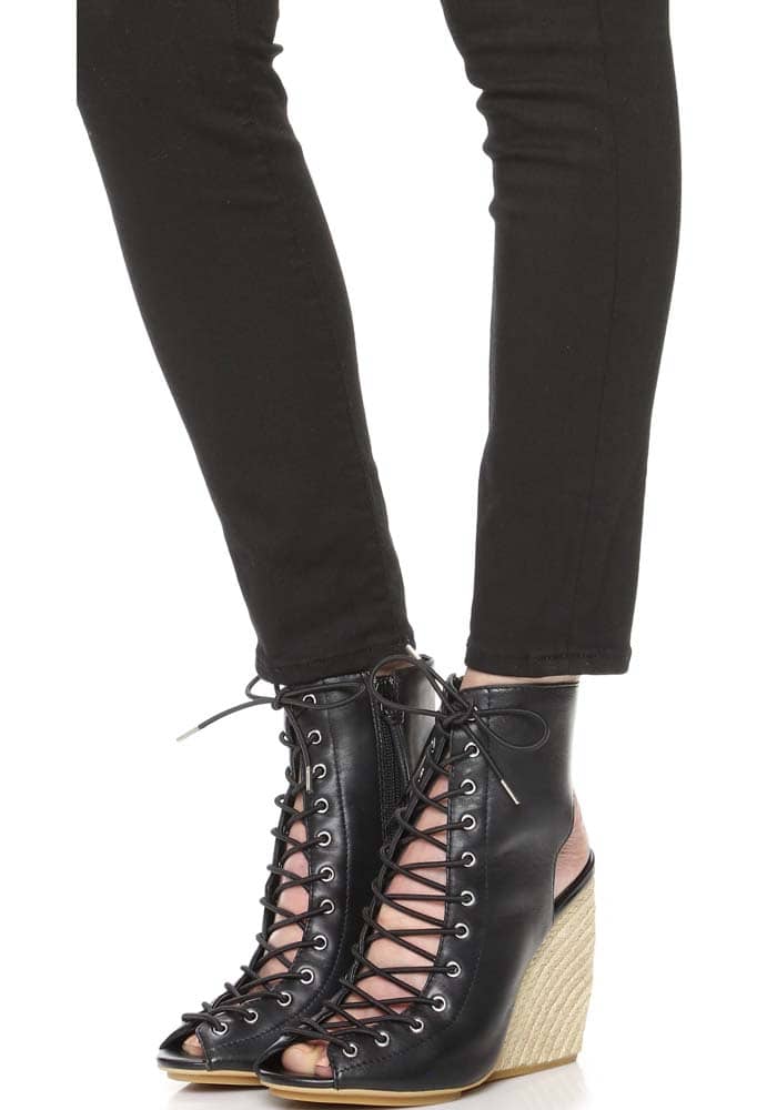 Rebecca Minkoff "Elle" Lace Up Open Toe Booties