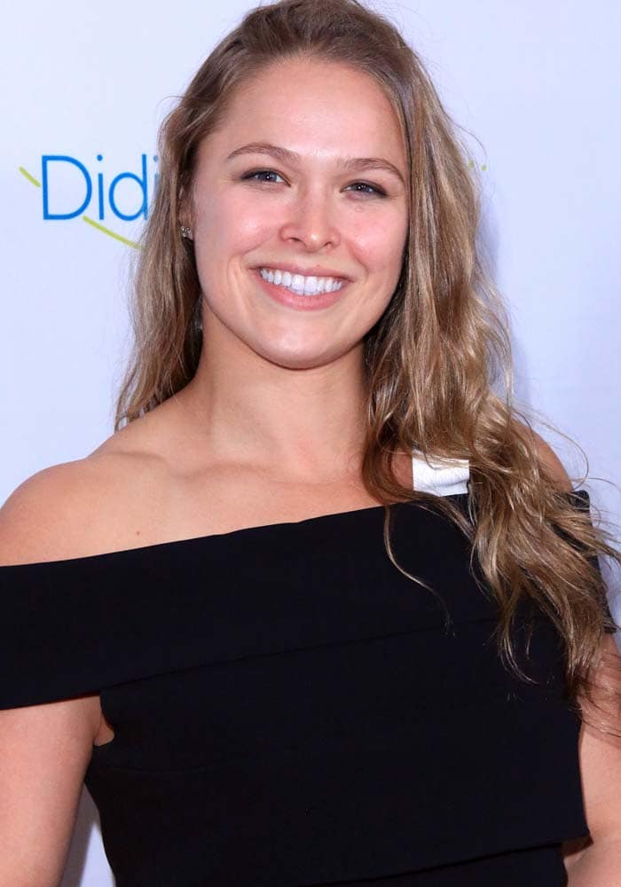 Ronda Rousey wears her hair down at the 20th anniversary of the "Erasing the Stigma" Leadership Awards