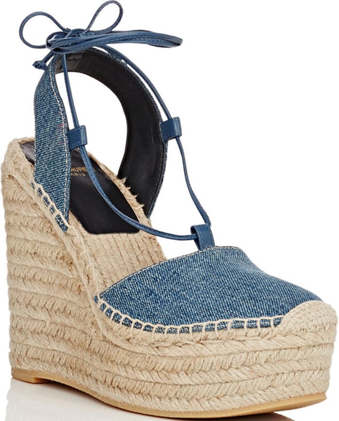 Denim Saint Laurent Espadrille Wedges