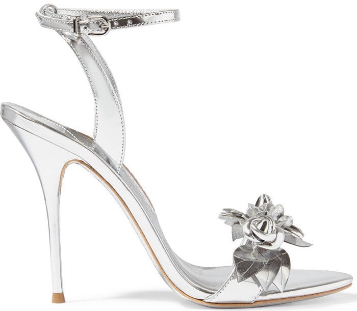 Sophia Webster Lilico appliqued patent-leather slingback sandals in silver