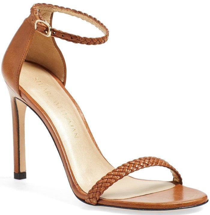 Cognac Nappa Stuart Weitzman 'Barebraid' Sandals