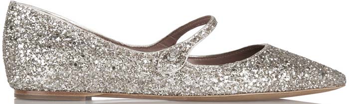 Silver Glitter Tabitha Simmons "Hermione" Point-Toe Flats