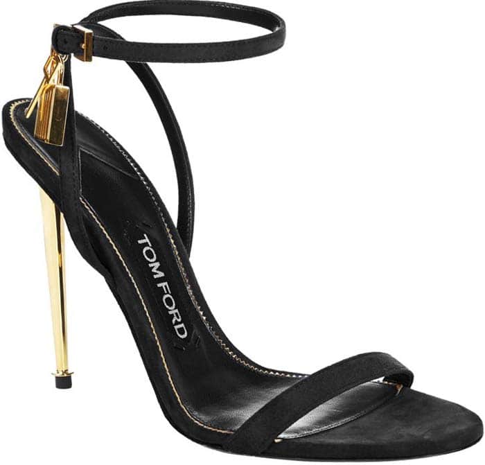 Black Suede Tom Ford Lock Leather Sandals