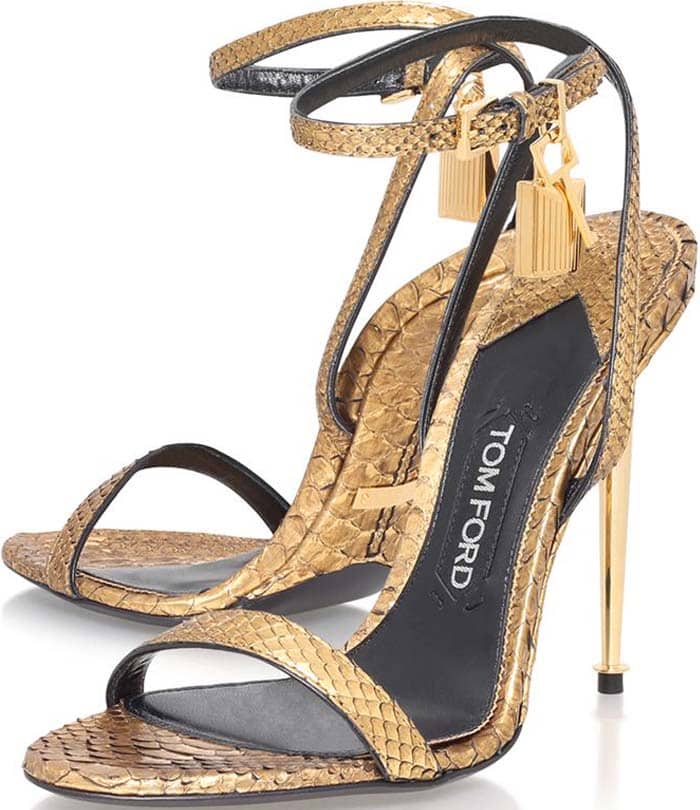 Tom Ford Lock Gold Python Sandals