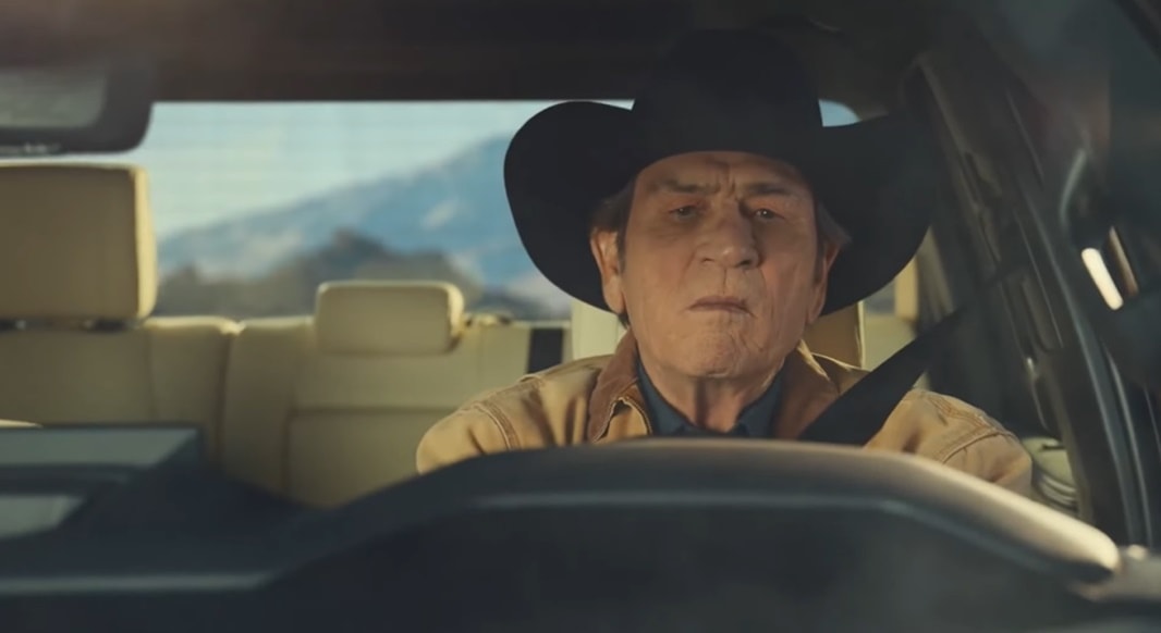Tommy Lee Jones in the halftime Super Bowl ad promoting the Toyota Tundra