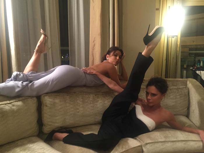Victoria Beckham poses uncharacteristically with close friend and co-celebrity Eva Longoria