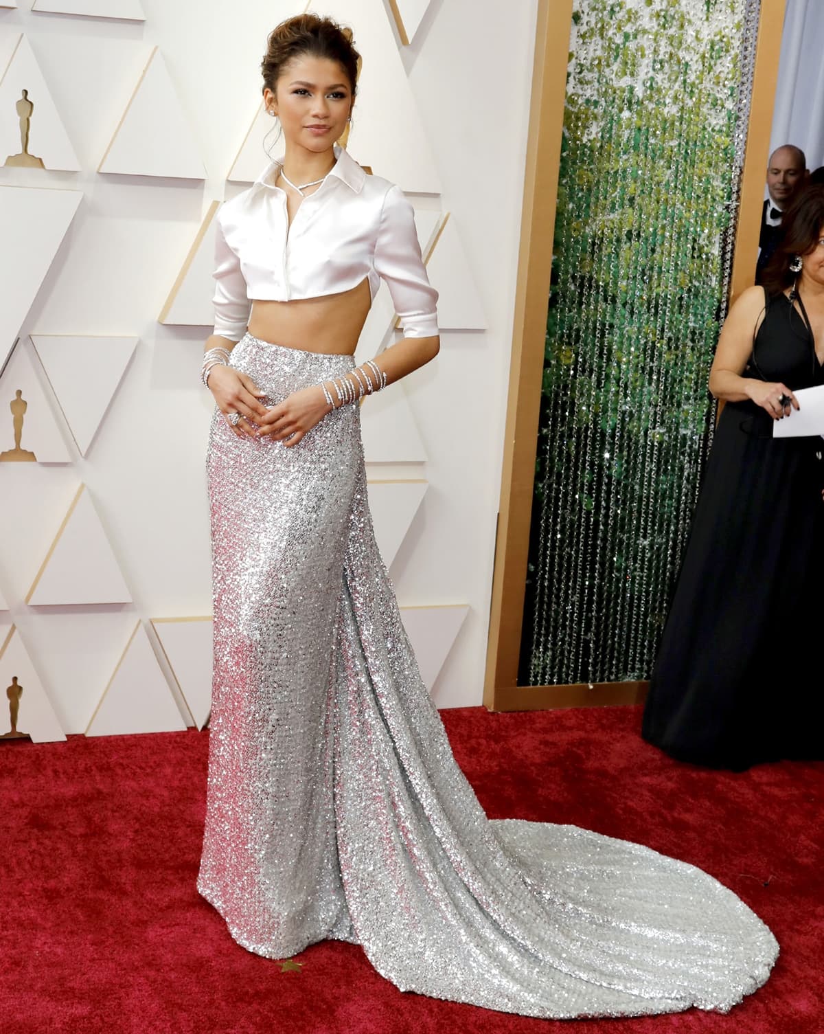 Zendaya wearing Valentino with Bvlgari Serpenti jewelry at the 2022 Academy Awards