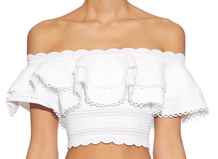 Alexander McQueen Ruffled Off-the-Shoulder Cropped Top