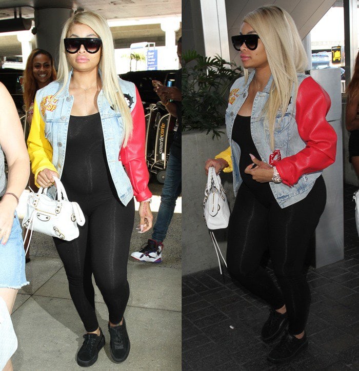 Blac Chyna wears giant sunglasses and black creepers as she strolls through the Los Angeles airport