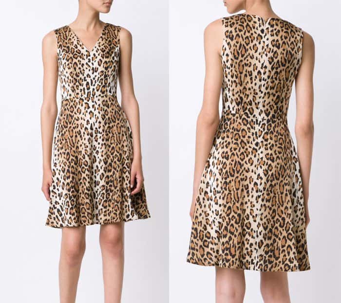 Carolina Herrera Leopard Print V Neck Dress