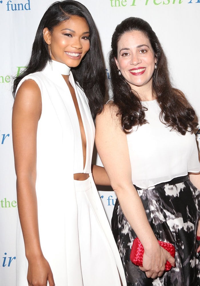 Chanel Iman poses with Fresh Air Fund Executive Director Fatima Shama at the charity's annual spring benefit