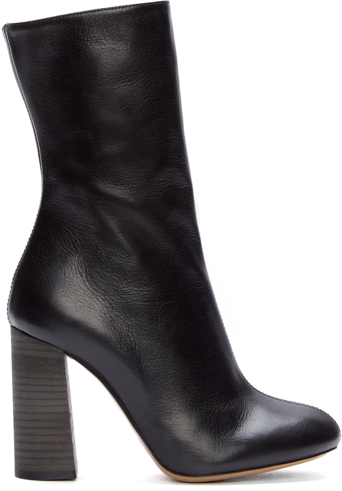 Chloé Black Leather Mid-Calf Boots