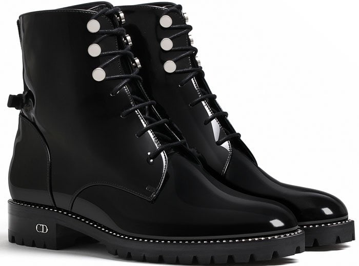 Christian Dior Black Glazed Calfskin Ankle Boots