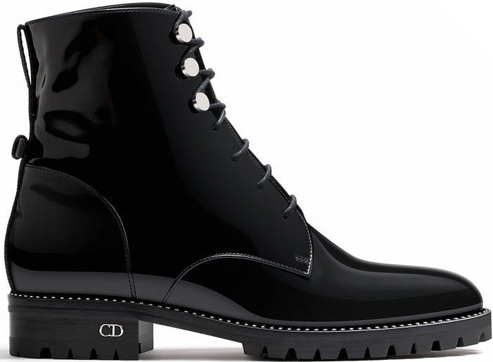 Christian Dior Black Glazed Calfskin Ankle Boots