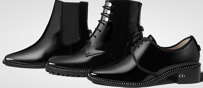 Christian Dior Black Glazed Calfskin Ankle Boots