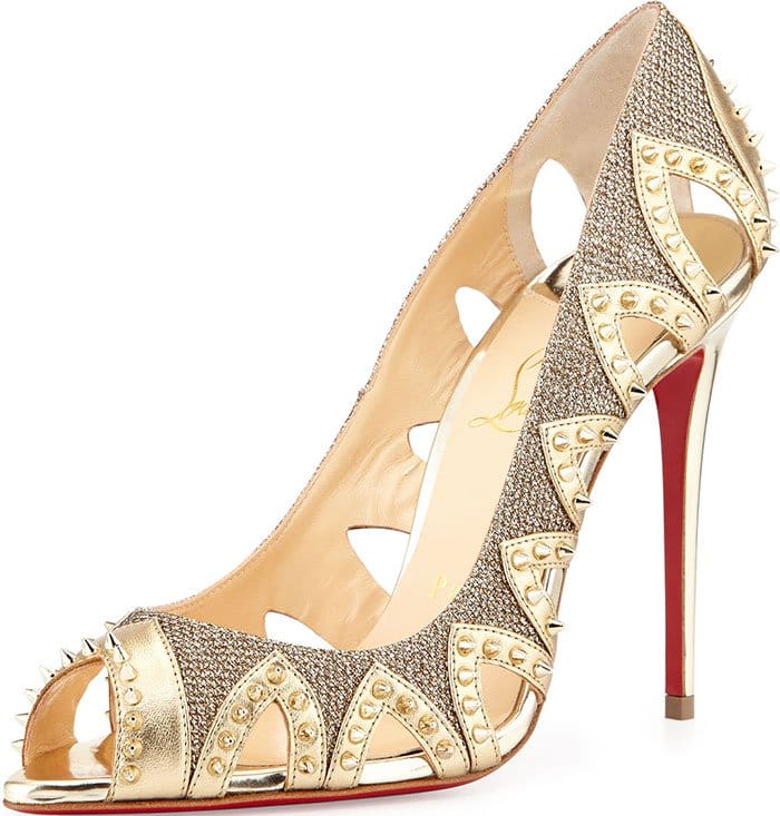 Gold Metallic Christian Louboutin "Circus City" Spiked Pumps