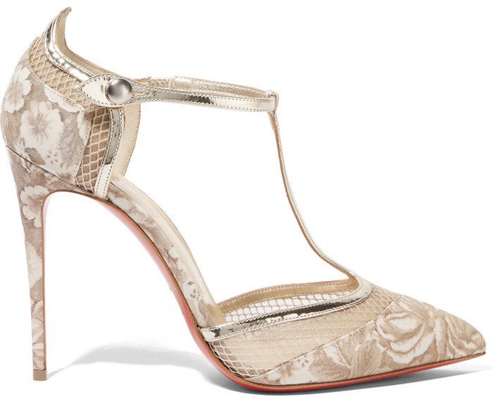 Christian Louboutin Mrs Early 100 printed faille, leather and mesh pumps