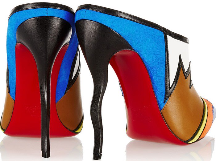 Vagachina's sexy mule shape is decorated in a tribal-chic pattern of multicolored leather and suede and finished with the hypnotizing 120mm mirage heel