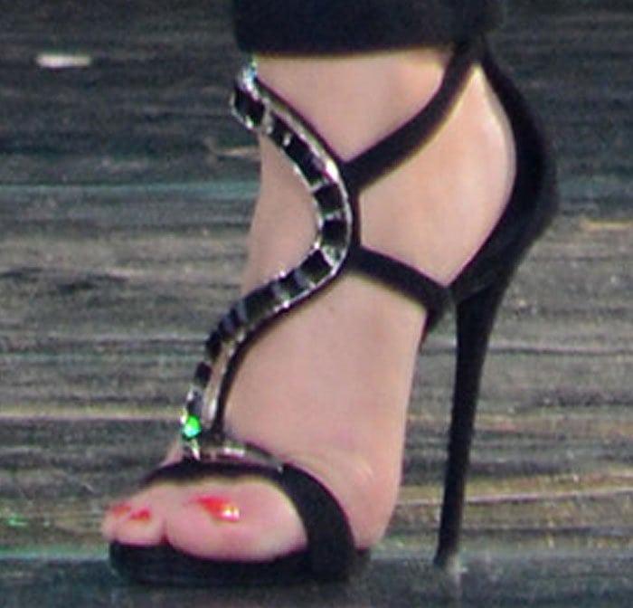 Demi Lovato's feet in embellished Giuseppe Zanotti sandals