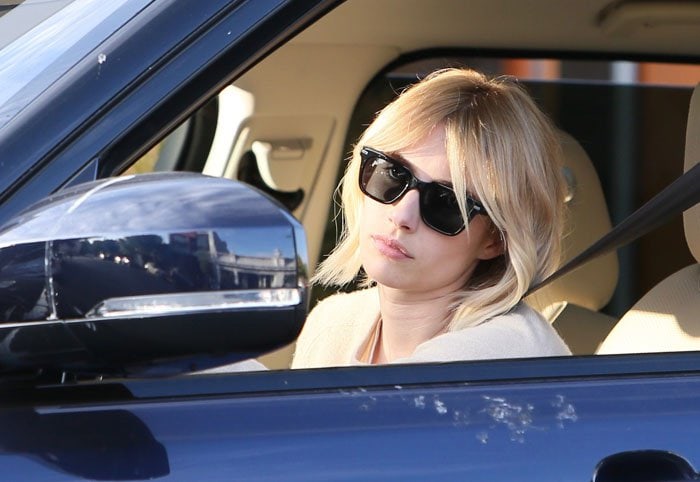 Emma Roberts with a new blonde hair color