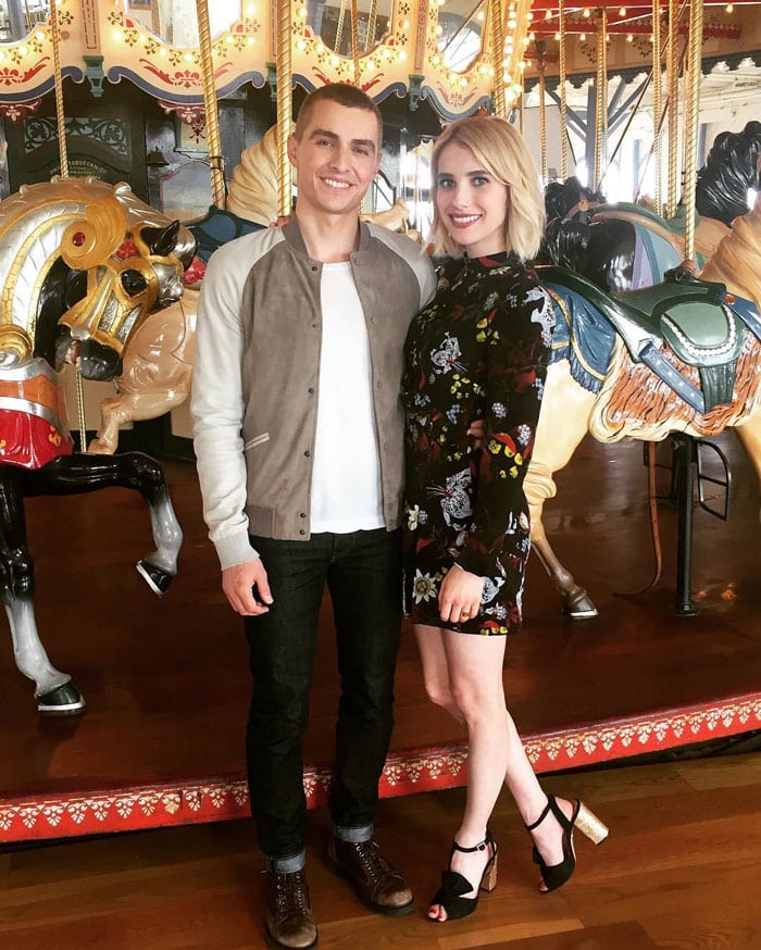 Emma uploads a photo of herself in Charlotte Olympia heels with "Nerve" co-star Dave Franco