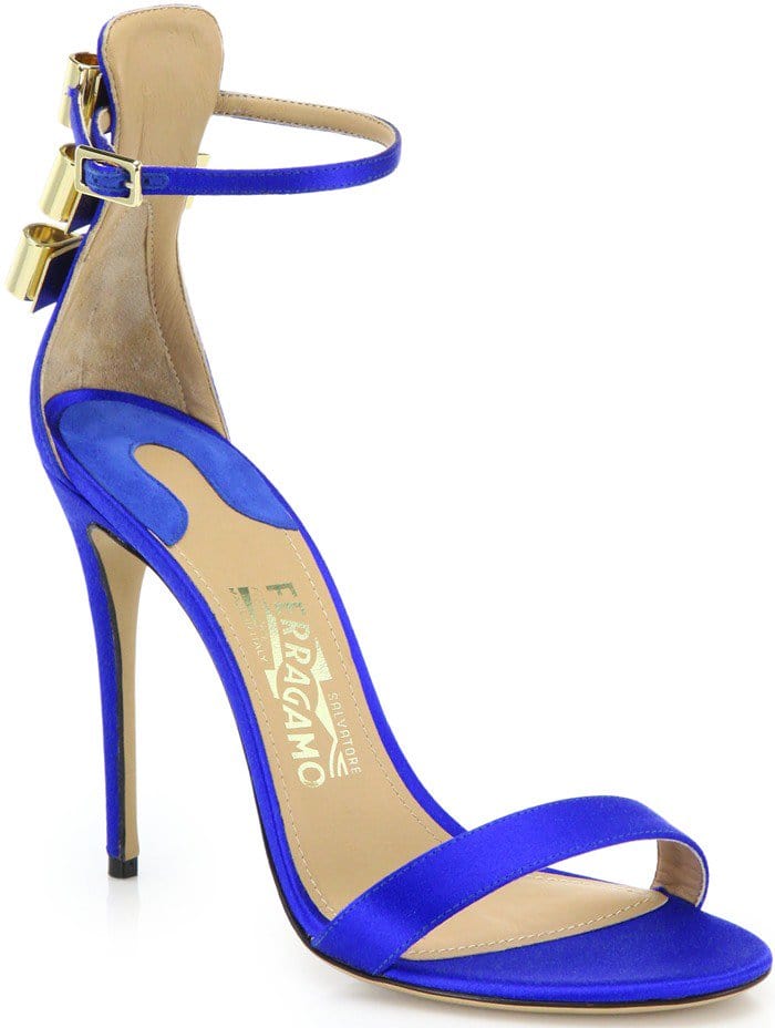 Ferragamo Blue By Edgardo Osorio Angie Bow-back Satin Sandals