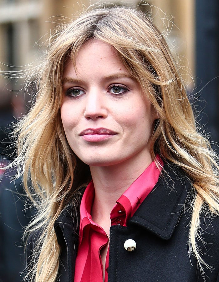 Georgia May Jagger wears her hair down at the Gucci catwalk show held at Westminster Abbey