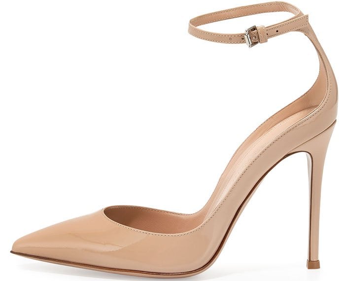 Gianvito Rossi Patent Low-Collar Ankle Wrap Pump