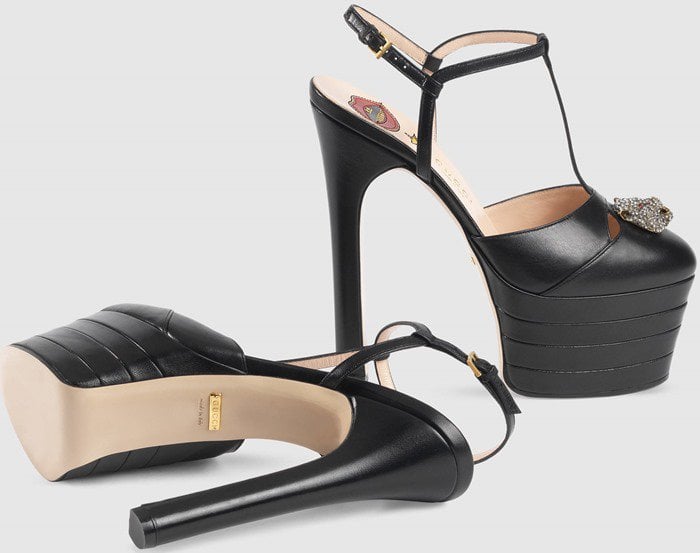 Gucci Black Leather Platform Pumps from the Spring 2016 Collection