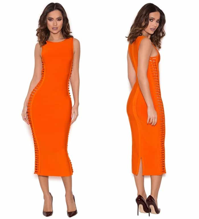 House of CB "Martinique" Burnt Orange Bandage Dress