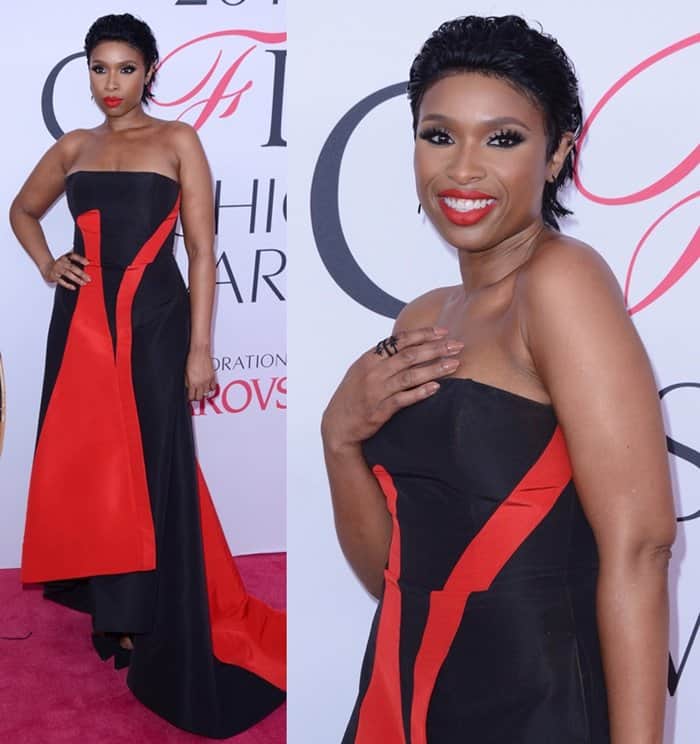 Jennifer Hudson dons a Prabal Gurung gown paired with Kurt Geiger heels at the 2016 CFDA Fashion Awards