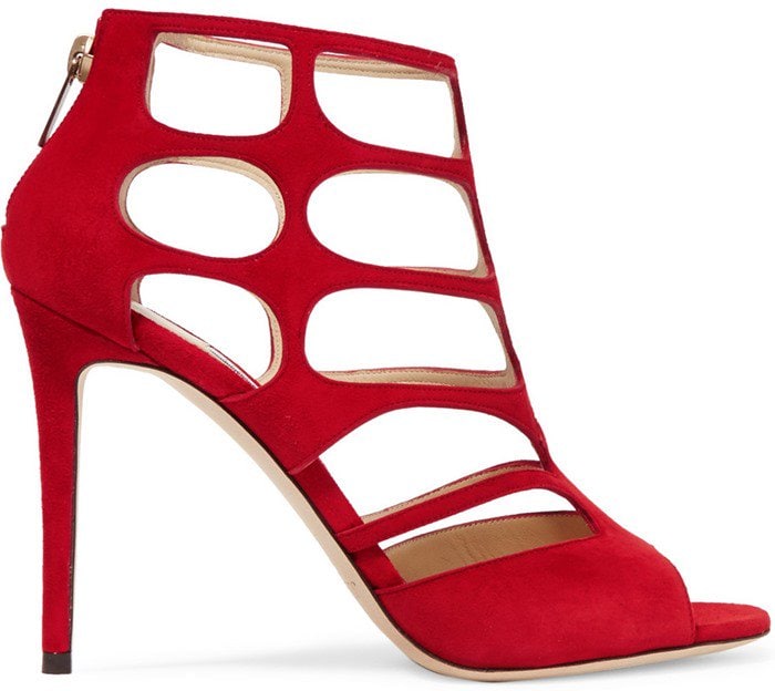 Red Suede Jimmy Choo 'Ren' Cutout Sandals