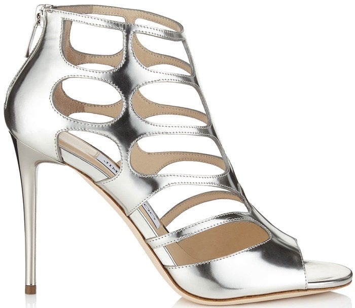 Silver Metallic Jimmy Choo 'Ren' Cutout Sandals