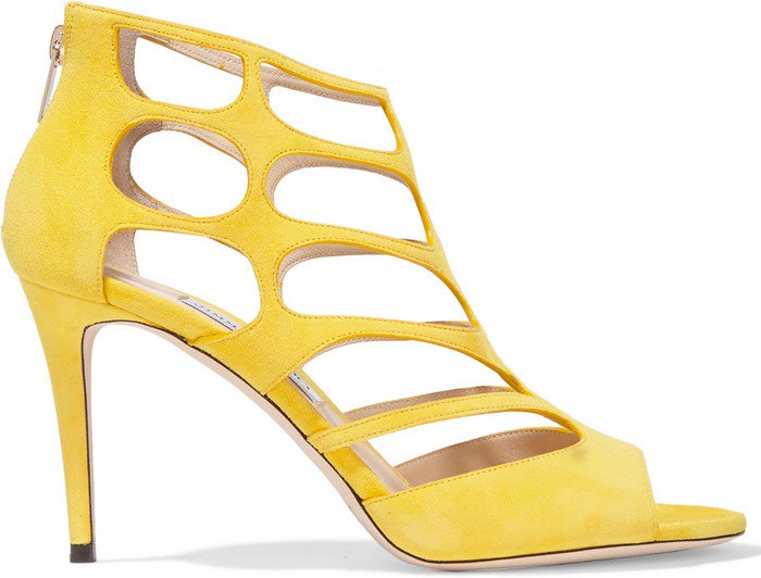 Yellow Suede Jimmy Choo 'Ren' Cutout Sandals