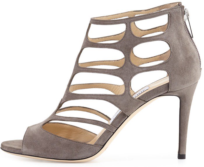 Grey Suede Jimmy Choo 'Ren' Cutout Sandals, $895