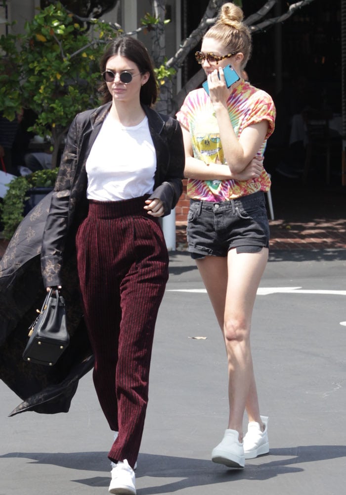 Kendall Jenner and Gigi Hadid have lunch at Fred Segal in Beverly Hills on June 1, 2016