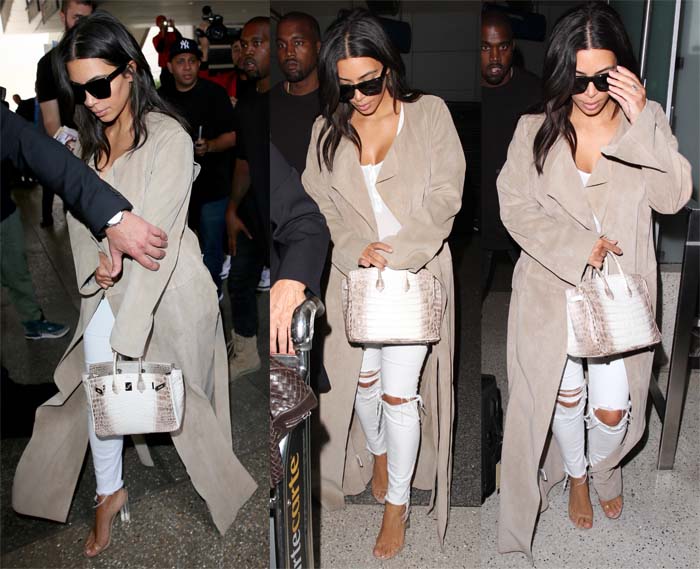 Kim Kardashian arriving with Kanye West at LAX on June 14, 2016, just in time for North's third birthday